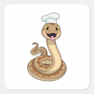 Sticker Carré Snake as Cook avec Chef casquette