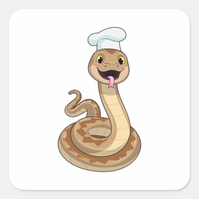Sticker Carré Snake as Cook avec Chef casquette (Devant)