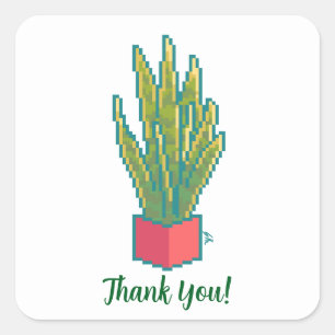 Sticker Carré Snake plant, thank you, pixel art, Pixel Art