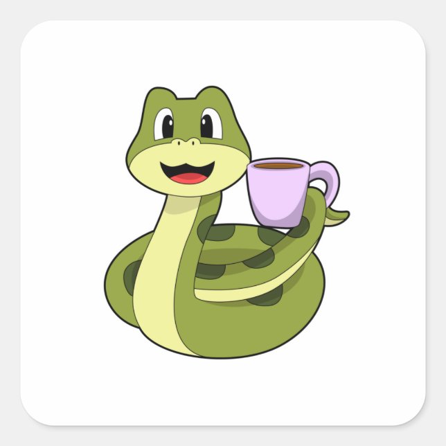 Sticker Carré Snake with Cup (Devant)