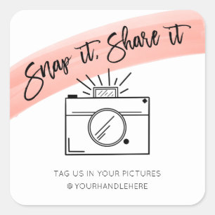 Sticker Carré Snap It Share It Caméra Aquarelle Média sociaux