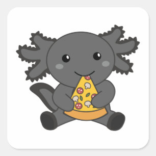 Sticker Carré Snaxolotl Axolotl Lover Animaux mignons Pizza Carr