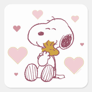 Sticker Carré Snoopy & Woodstock - L'amour c'est des lunettes et
