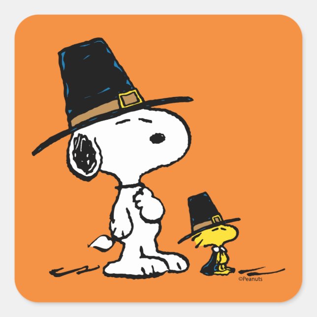 Sticker Carré Snoopy & Woodstock Pilgrim (Devant)