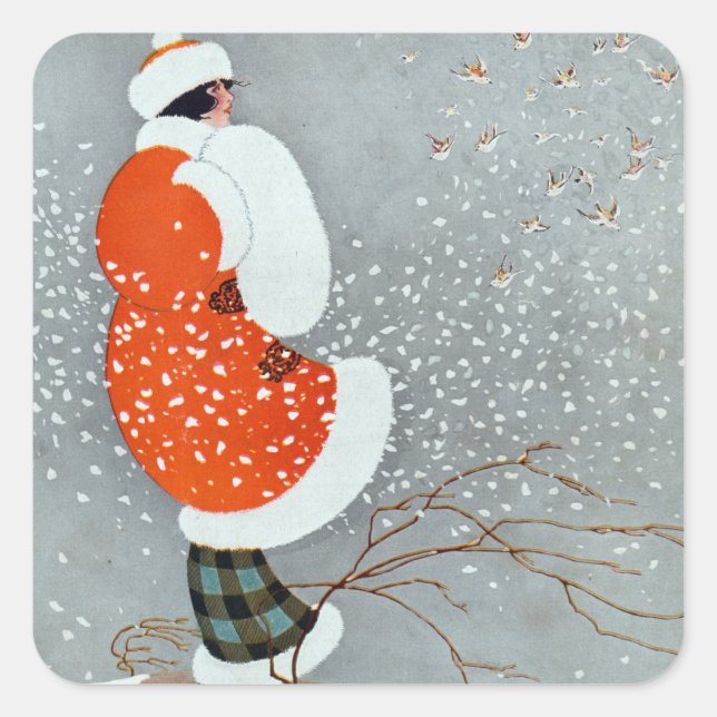 Sticker Carré Snow Buntings - Will Hammell (Devant)