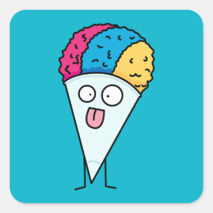 Sticker Carré Snow Cone langue hors ventilateur sirop de glace d