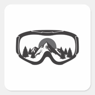 Sticker Carré Snowboard Snowboard Snowboardeur Drôle Idée cadeau