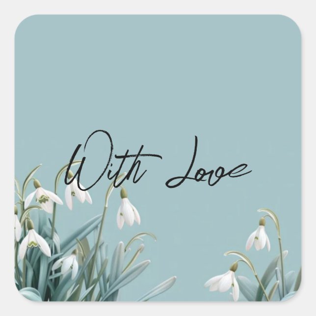 Sticker Carré Snowdrops Janvier Fleur Jardinage Printemps (Devant)