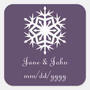 Sticker Carré Snowflakes d'hiver en Stick violet
