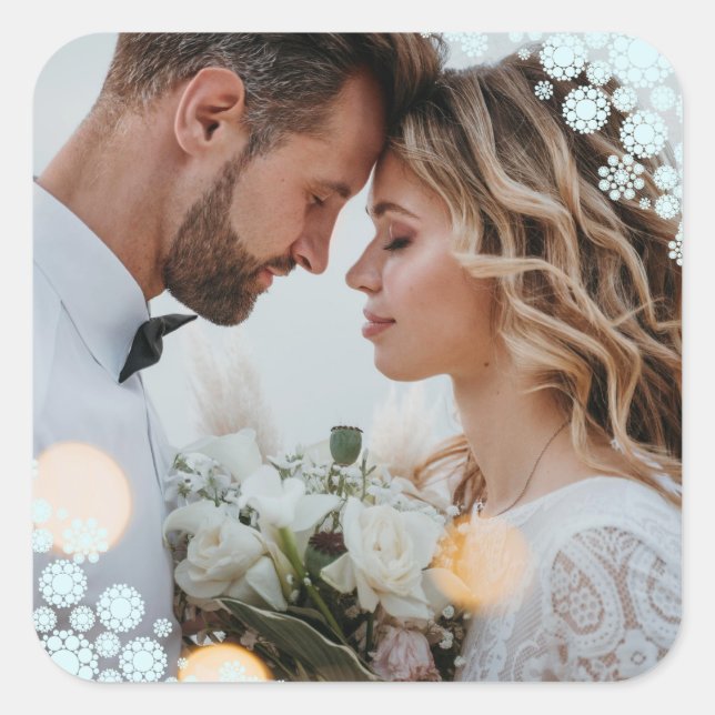 Sticker Carré Snowflakes Love Peace Joy Kisses Mariage photo (Devant)