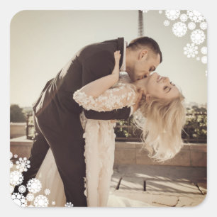 Sticker Carré Snowflakes Love Peace Joy Kisses Mariage photo