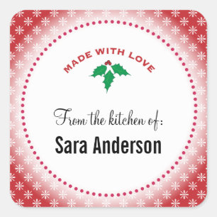 Sticker Carré Snowflakes sur Red I De la cuisine de