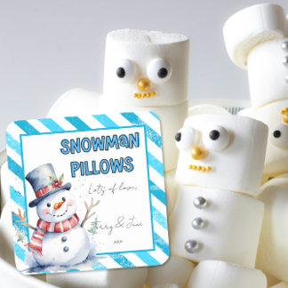 Sticker Carré Snowman Coussin Noël Cadeau Tag naughty elf