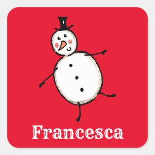 Sticker Carré Snowman de Noël personnalisé