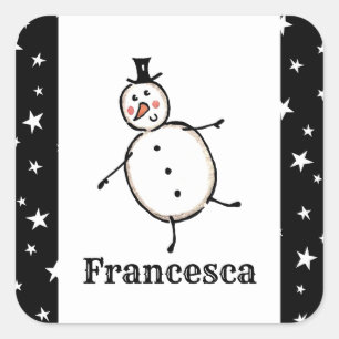 Sticker Carré Snowman de Noël personnalisé