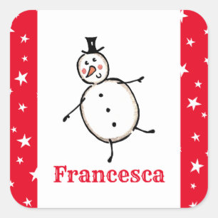 Sticker Carré Snowman de Noël personnalisé