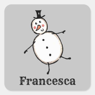Sticker Carré Snowman de Noël personnalisé