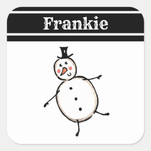 Sticker Carré Snowman de Noël personnalisé