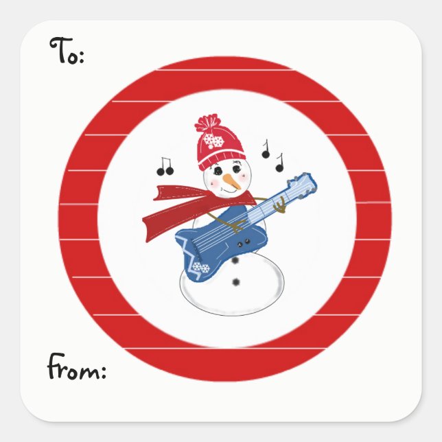 Sticker Carré Snowman Jouer de la guitare (Devant)