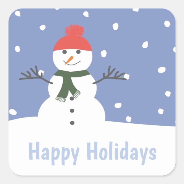 Sticker Carré Snowman Joyeuses vacances Noël (Devant)