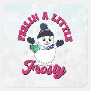 Sticker Carré Snowman mignon avec écusson dans les couleurs du d
