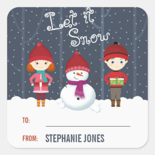 Sticker Carré Snowman Winter Wonderland