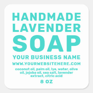 Sticker Carré Soap Lavande Fabriqué à la main moderne Turquoise 