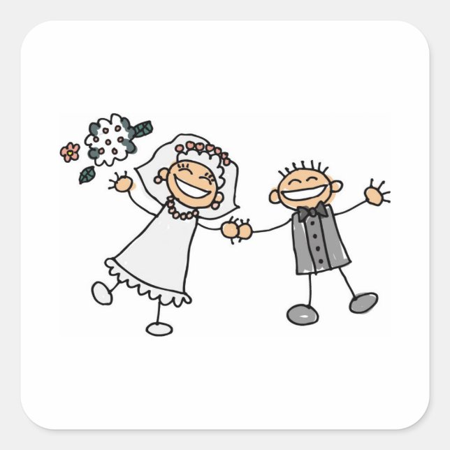 Sticker Carré Sobre la boda sello adhesivo (Devant)