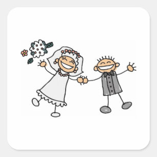 Sticker Carré Sobre la boda sello adhesivo