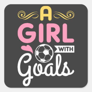 Sticker Carré Soccer - Une Fille Avec Des Buts