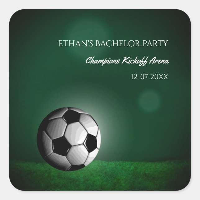 Sticker Carré Soccer vert Anniversaire / Bachelor Party (Devant)