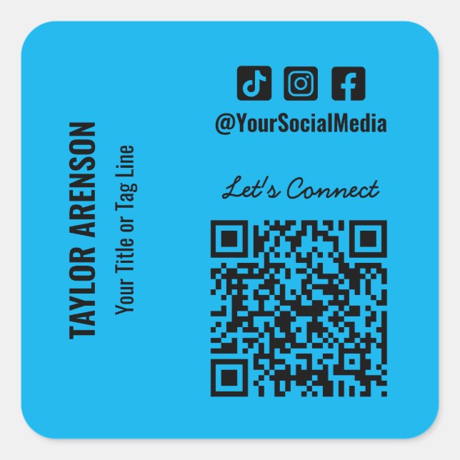 Sticker Carré Social Media QR Code Bleu (Devant)