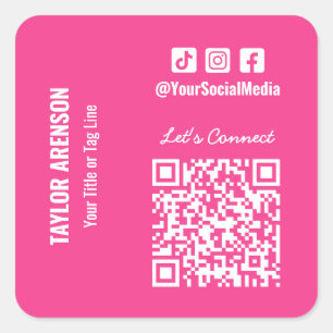 Sticker Carré Social Media QR Code Rose