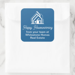 Sticker Carré Société Immobilière Custom Blue Cadeau de Chauffag