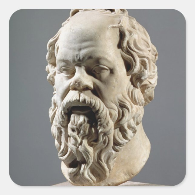 Sticker Carré Socrate, tête en marbre, copie d'un bronze (Devant)