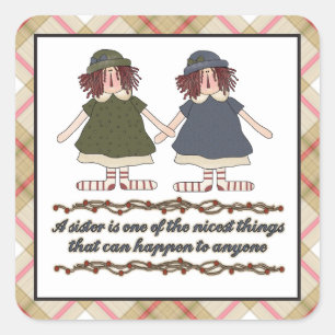 Sticker Carré Soeur poème amusant Collier de famille