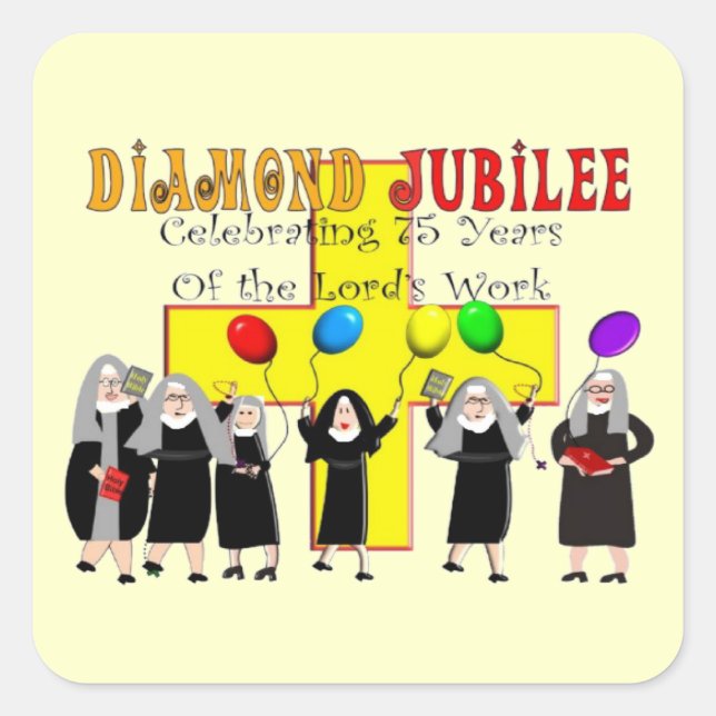 Sticker Carré Soeurs Jubilé de diamant 75e année de service (Devant)