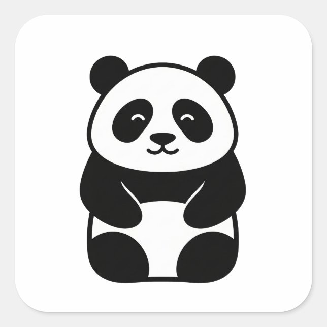 Sticker Carré Soft Minimal Panda Illustration (Devant)