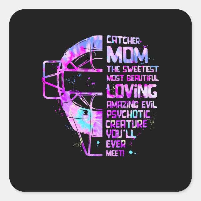 Sticker Carré Softball Catcher Maman Le plus doux L (Devant)