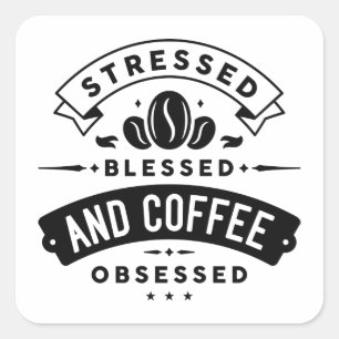 Sticker Carré Soigné Béni Et Café Obsédé