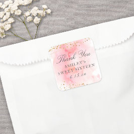 Sticker Carré Soignée Pretty Rose Aquarelle Party Favoriser
