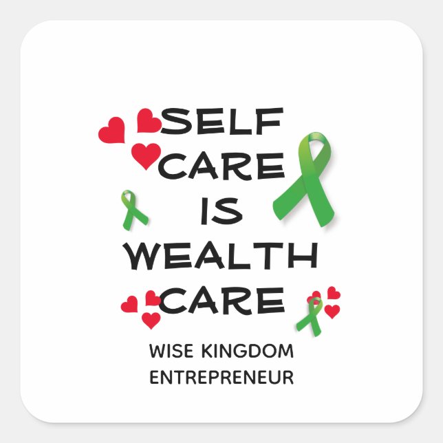 Sticker Carré SOINS DE SANTÉ Mentale L'AUTO-SOINS DE RICHESSE (Devant)