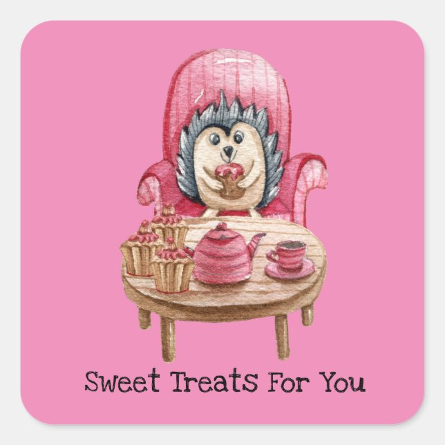 Sticker Carré Soins sucrés pour vous - Porcupine Valentine Card (Devant)