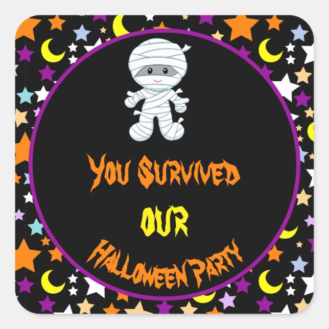 Sticker Carré Soirée costumée d'Halloween (Devant)