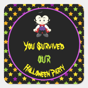 Sticker Carré Soirée costumée d'Halloween du garçon Vampire mign