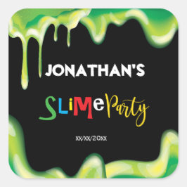 Sticker Carré Soirée d'anniversaire pour les petits garçons vert