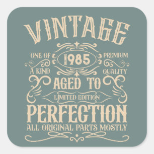 Sticker Carré Soirée de 40 ans vintage personnalisée