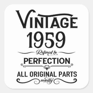 Sticker Carré Soirée personnalisée vintage de 65e anniversaire