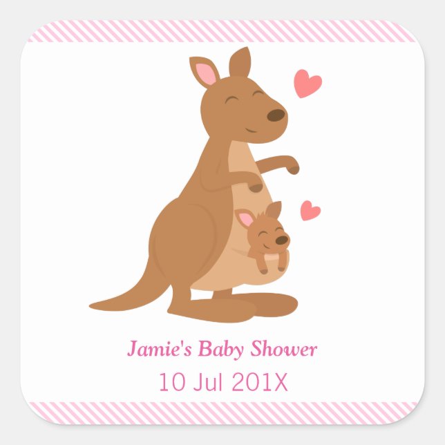 Sticker Carré Soirées Baby shower Kangaroo Cute (Devant)