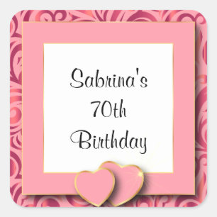 Sticker Carré soixante-dixième Texte de la fête d'anniversaire